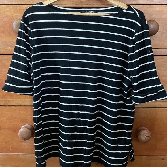 Lauren by Ralph Lauren striped top black and white - Picture 6 of 6